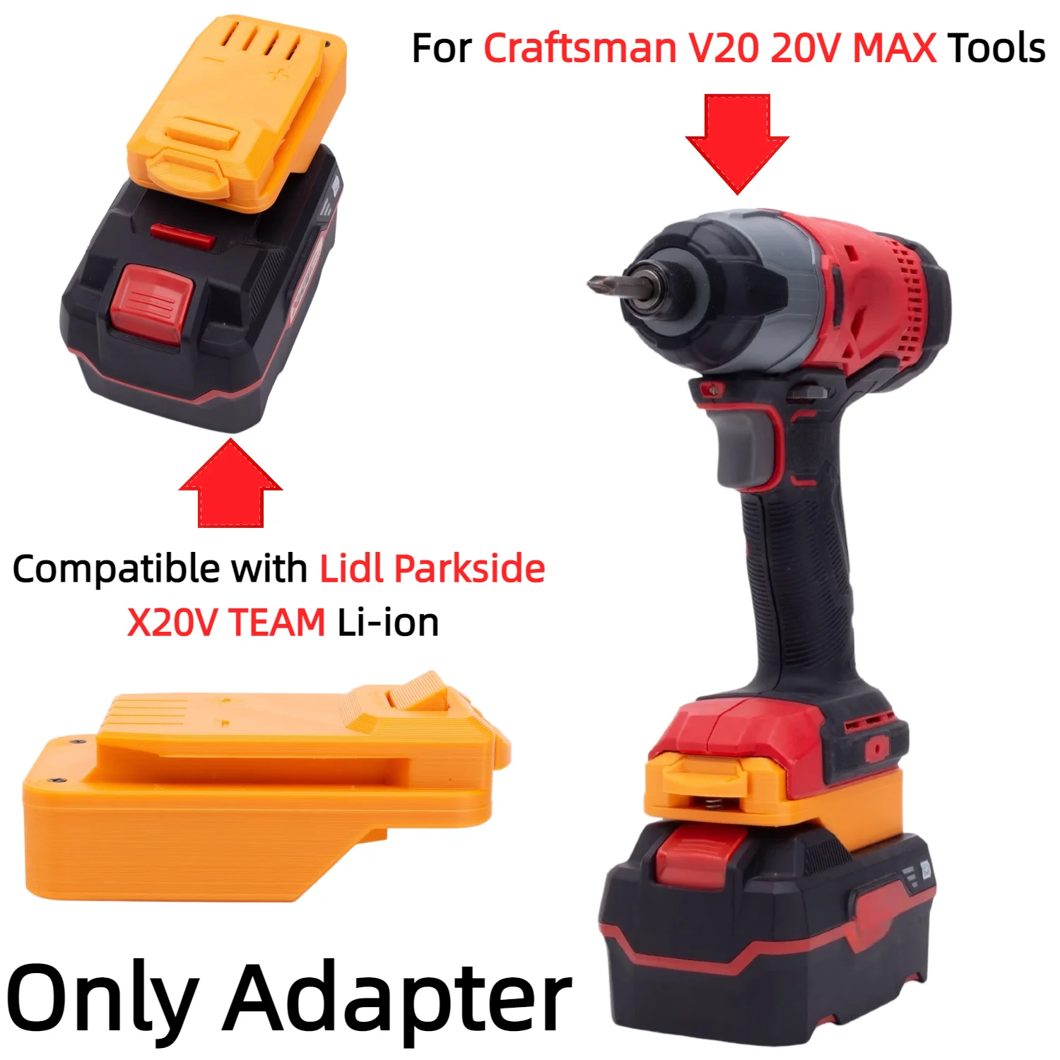 Battery Adapter/Converter for Lidl Parkside X20V TEAM Series Battery To Craftsman V20 20V MAX Cordless Power Tools(Only Adapter)