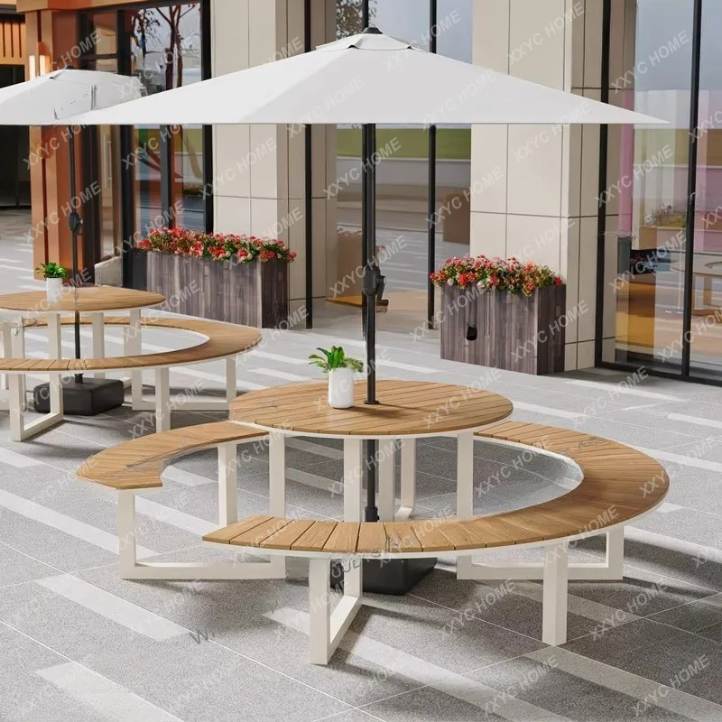 XXOutdoor table and chair combination Open-air courtyard Round leisure seat Terrace Sunscreen and waterproof homestay