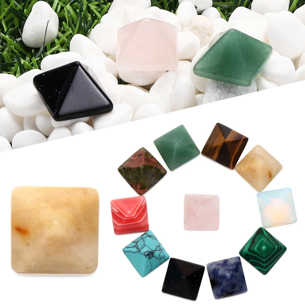 Green Aventurine White Crystal Natural Pyramid Pattern Healing Stone Natural Stone Healing Mini Ornament