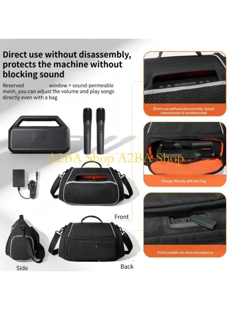 A2BA Carrying Case Speaker Bag For Boom 2 with Fitted Interior, Mesh Sound Panel, Top Handle, Shoulder Strap, Pocket