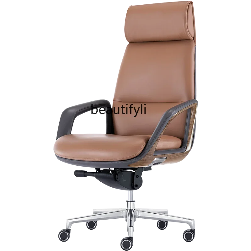 

Light luxury leather boss office chair comfortable study computer, high-end president swivel chair big class chair can lie down