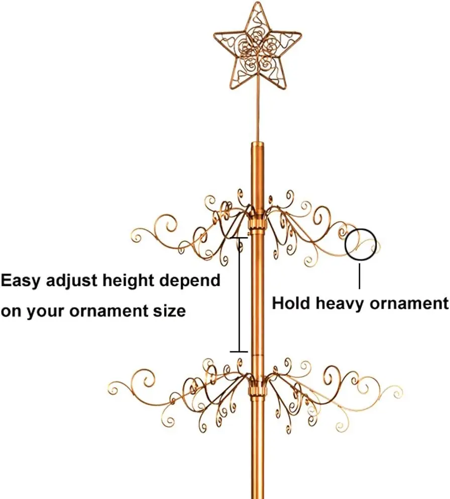 7 Ft Wrought Iron Christmas Tree Metal Ornament Display Stand Holder Hanger Wire Hanging Spiral for Halloween Glass Balls