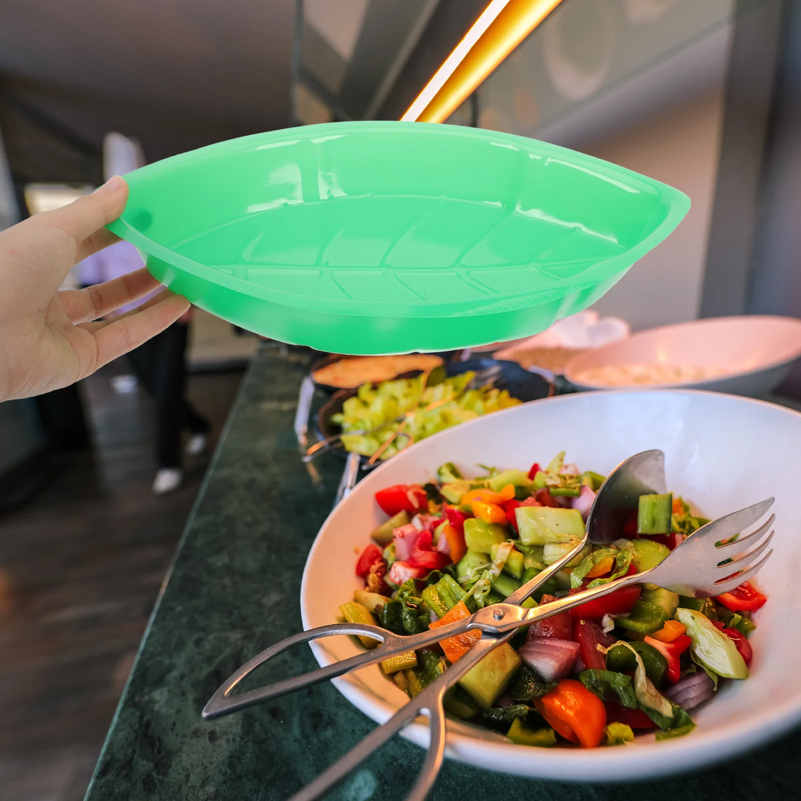 

12 Pcs Leaf Shaped Dinner Plate Retro Decor Vintage Fruit Tray Storage Dried Snack Anti Skid Reusable Kitchen Home