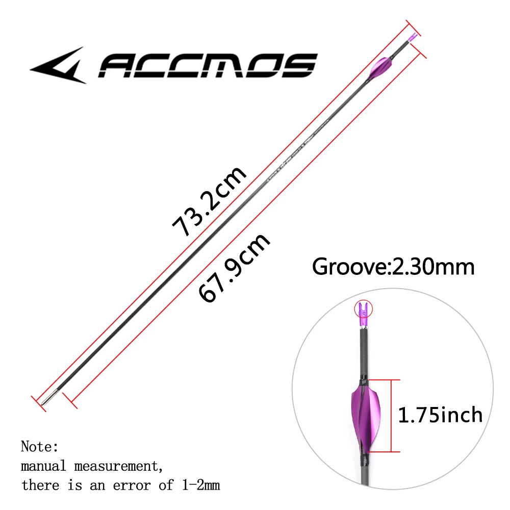 Imagem -02 - Seta de Carbono com Metal Spin Feathers Nock para Recurvo Arco Composto Caça Tiro Roxo Spine 32 mm 350 1000 12 Pcs