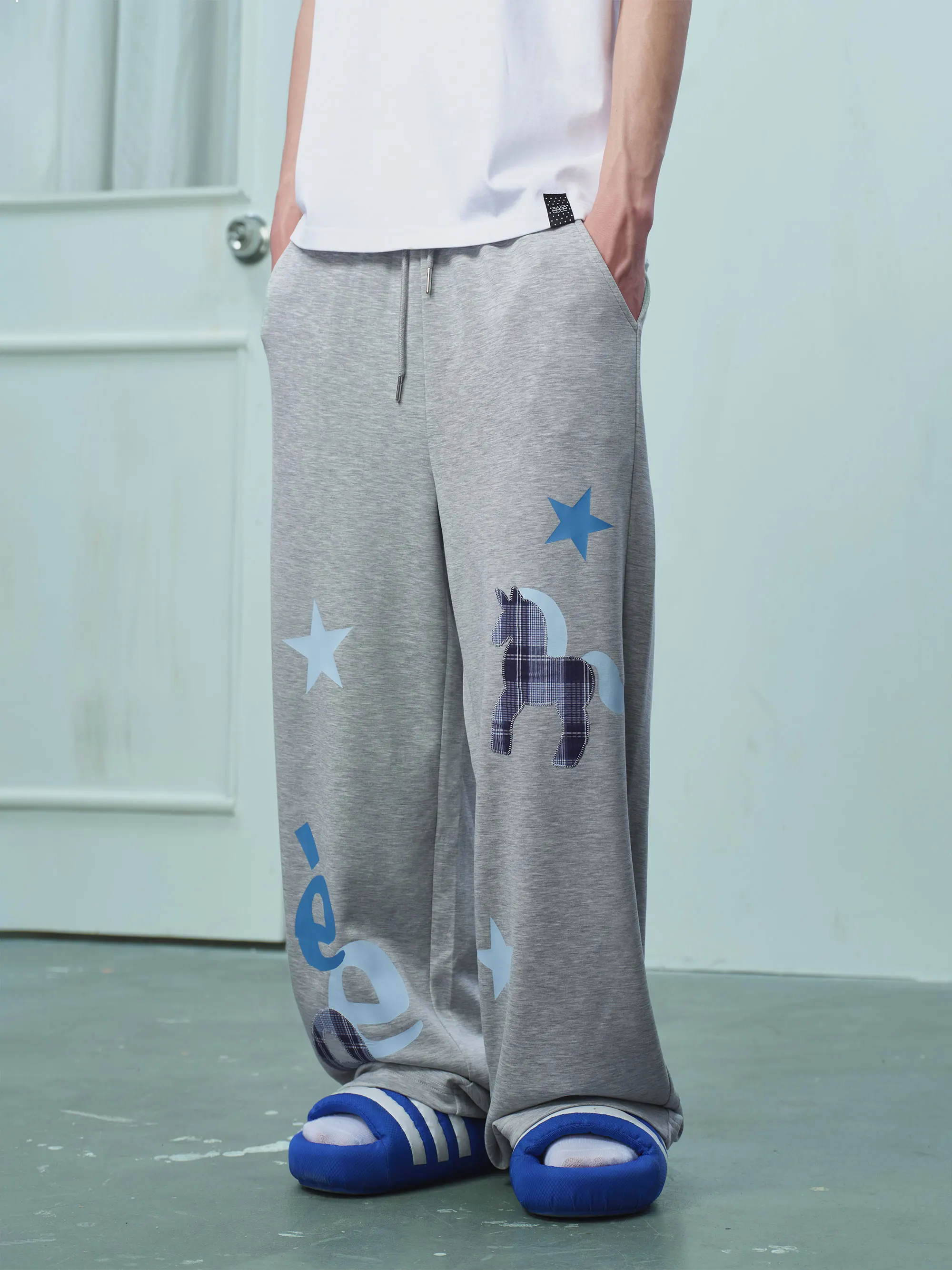 Original Eeee Star Patch Print Straight Leg Sweatpants Casual Trousers Long Pants Breathable Comfortable Youth Trendy Streetwear