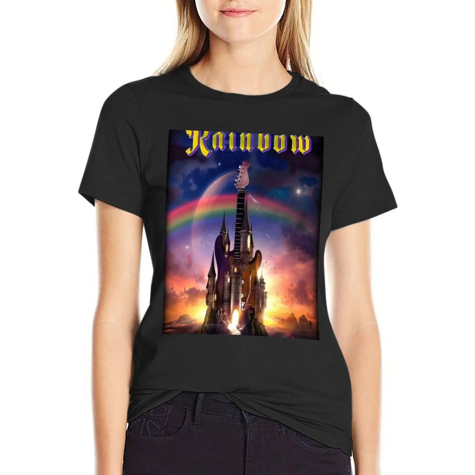 RainBow T-Shirt quick drying Female clothing kawaii clothes Women's summer blouses 2024