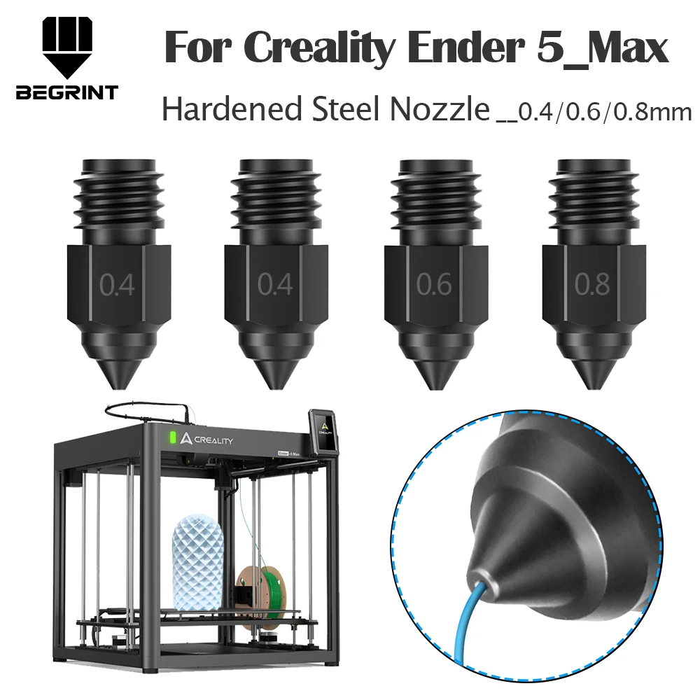 

Сменное сопло для Creality Ender 5 Max, сопло из закаленной стали 0,4 мм, сопла Hotend для Ender5 Max, детали 3D-принтера HOT END