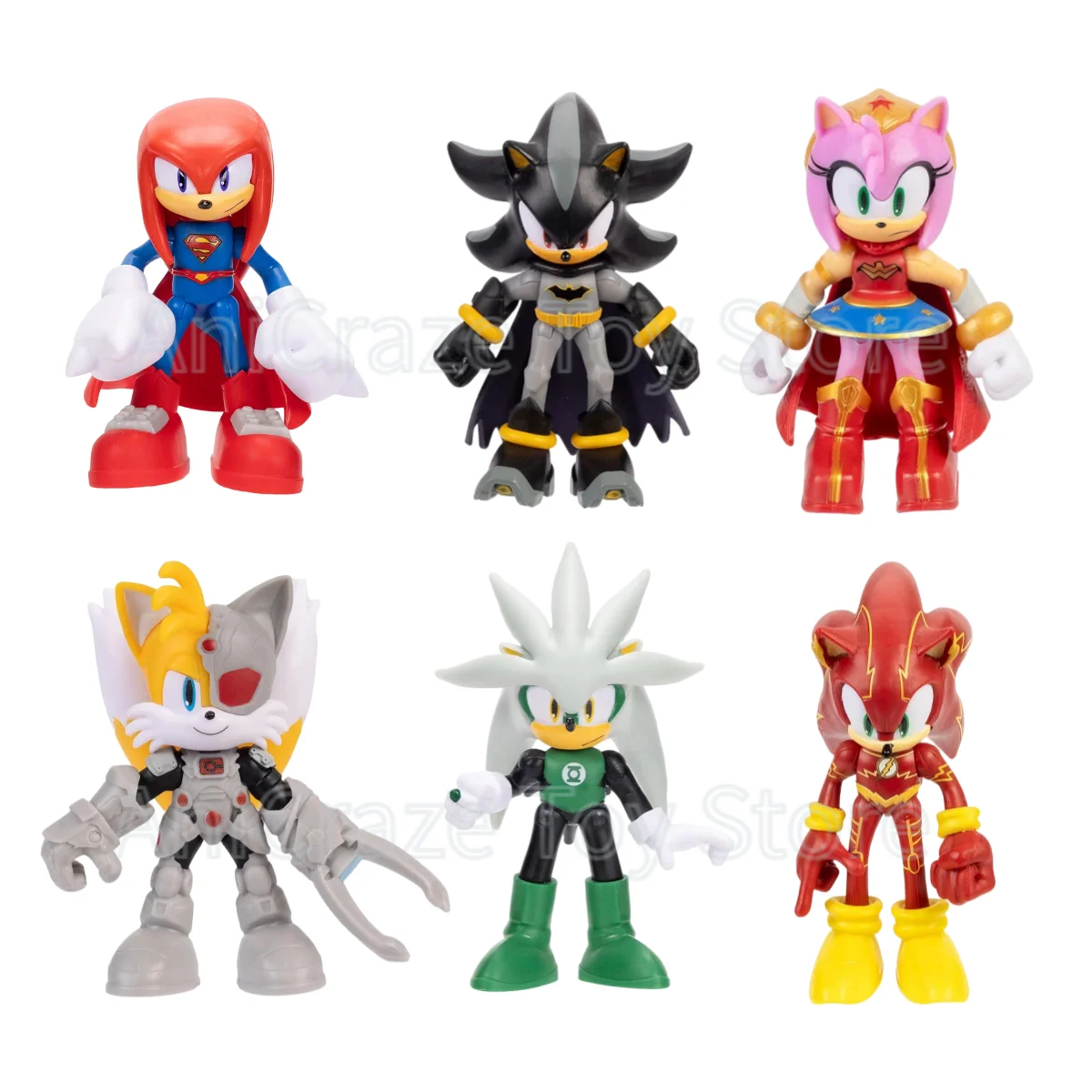 Figuras de acción coleccionables de Sonic The Hedgehog DC X Sonic, Shadow como Batman, Superman, figuras coleccionables de dibujos animados clásicos, regalos, juguetes
