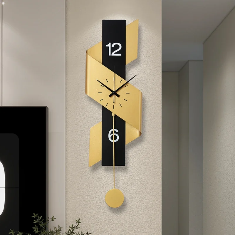 Minimalist Living Room Wall Clocks Modern Design Aesthetic Gold Black Wall Clock Pendulum Designer Large Duvar Saati Decorative