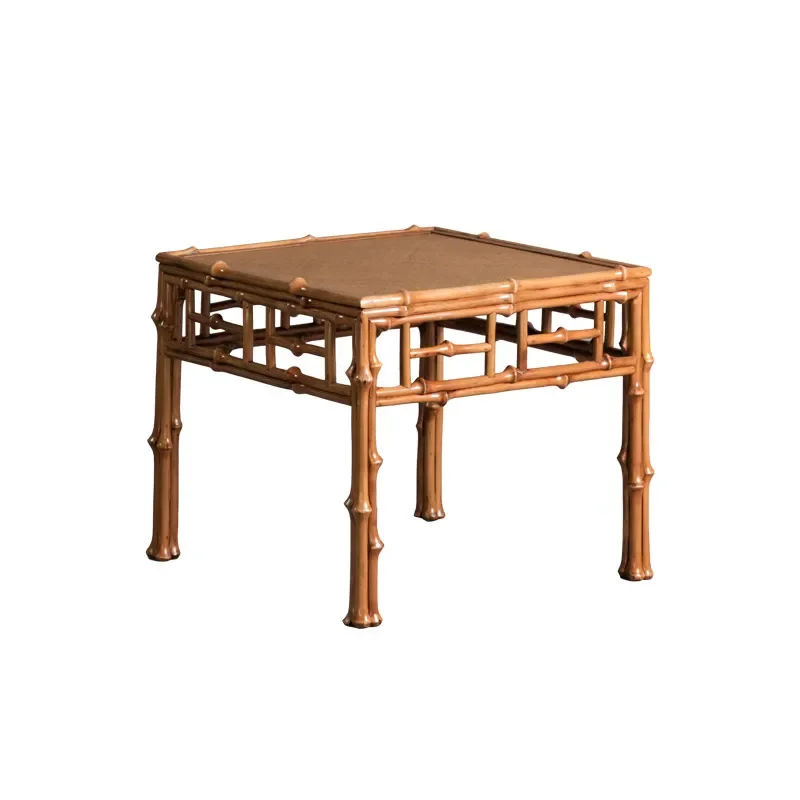 Bamboo Ming-style small square table, handmade original bamboo red bamboo back chair tea table antique small square table set