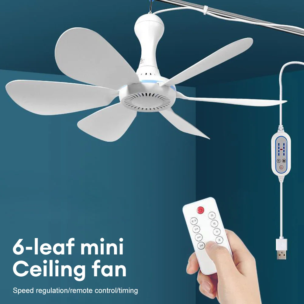 Usb Ceiling Fan 6-blade Silent Electric Fan 4-speed Ceiling Fan Outdoor Hanging Camping Tent Fan Cooling Tools