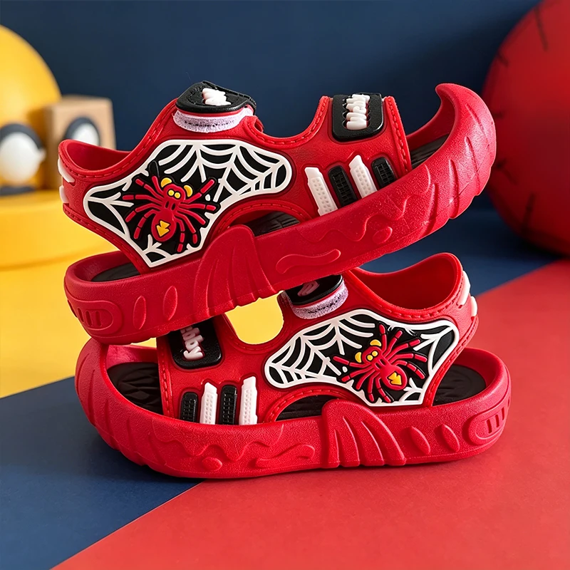 Multi Cool Color Spider Pattern Jungen-Sandalen, weiche, atmungsaktive, offene Zehenpartie, All-Match-Sommerschuhe für Kinder – Detail 6