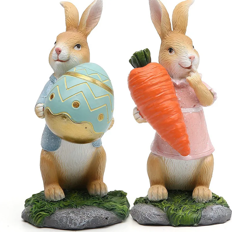 

Easter Bunny Resin Crafts Rabbit Doll Decor Desktop Decoration Rabbit Hug Carrot Figurine Garden Statue Decor Props Accessories