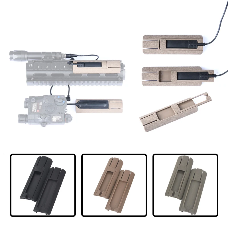 2Pcs ITI TD Scar Pocket Panel Remote Switch Rail Pad Set 4.33' Hunting Airsoft Fits 20mm Rails PEQ Flashlight Rat Tail Card Slot