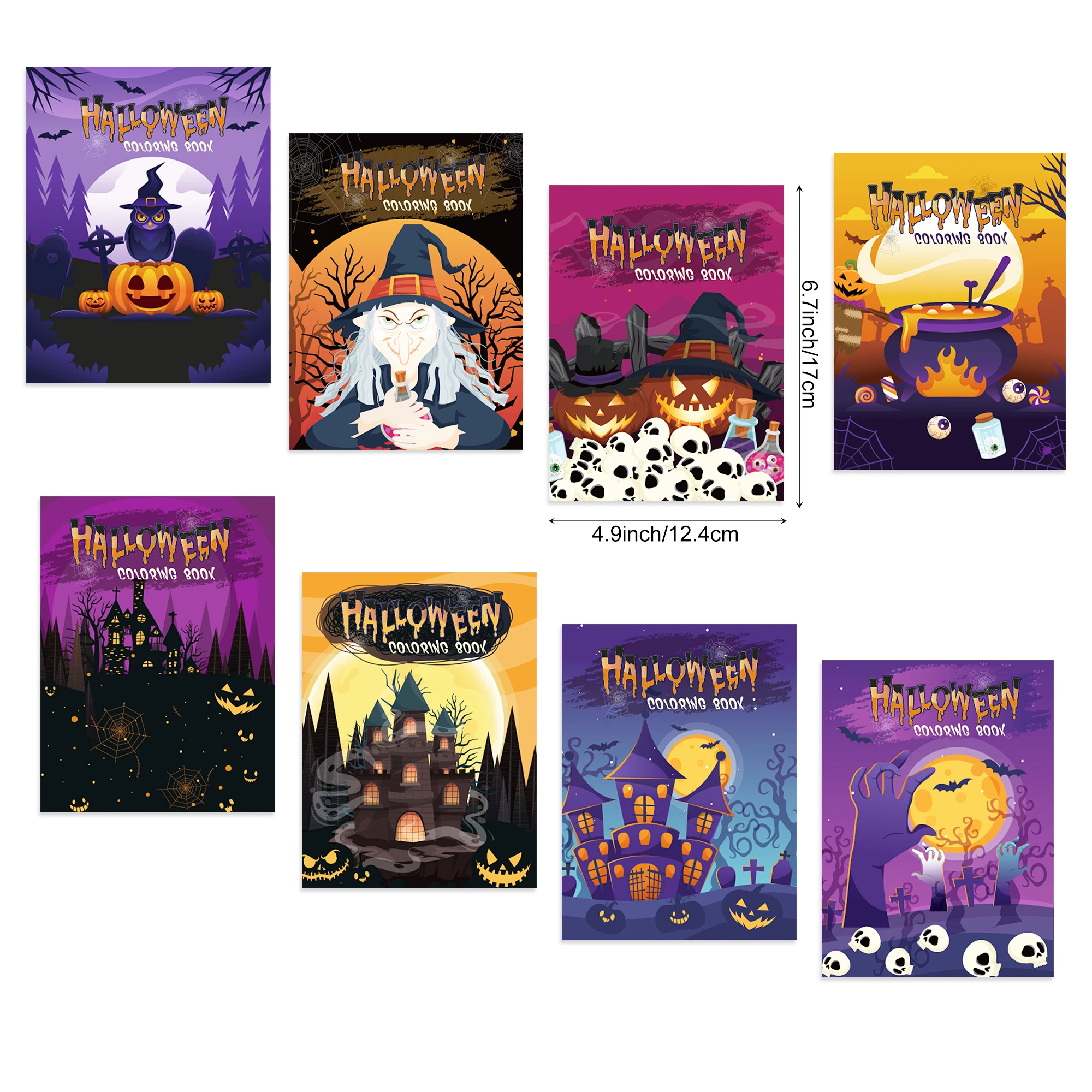 16pcs Cartoon Pumpkin Castle Happy Halloween Party Graffiti Painting Book Kids Coloring Picture Books Gifts Toy Drawing Notebook