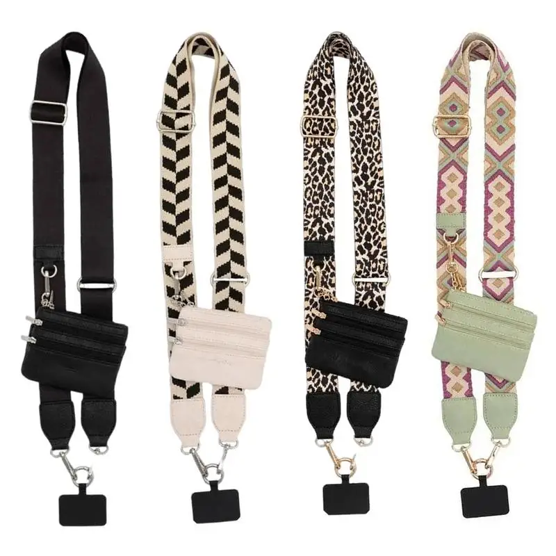 Mobile Phone Strap With Zipper Anti-loss Mobile Phone Zipper Bag Ladies Portable Mobile Phone Lanyard With Wallet Crossbody Bag