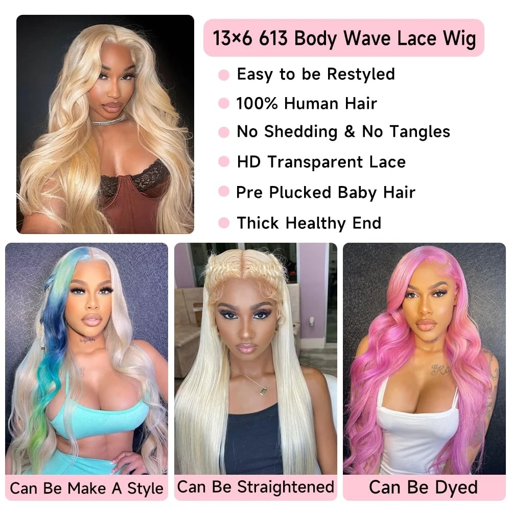 13x6 250 Density 30 40 Inch Transparent Hd Brazilian 13x4 Body Wave Wig 613 Honey Blonde Lace Frontal Human Hair Lace Front Wigs