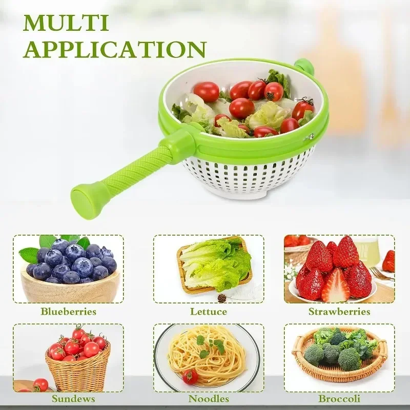 

Folding Salad Rotating Vegetable and Fruit Cleaning Bowl Multi functional Plastic Drainage Basket Kitchen Rotating Basket New
