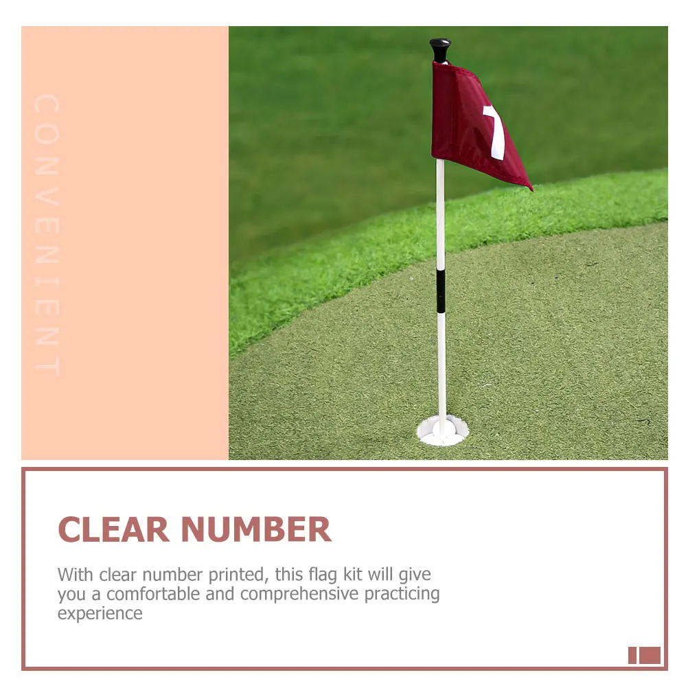 

1 set Golfing Number Flag Kit Golf Flagpole Set Green Lawn Court Training Equipment Durable Fiberglass Poles Removable Flag For