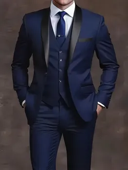 Elegant Men's Suit Sets- Slim Fit Tuxedo Set for Weddings & Formal Occasions, Black Suit 5