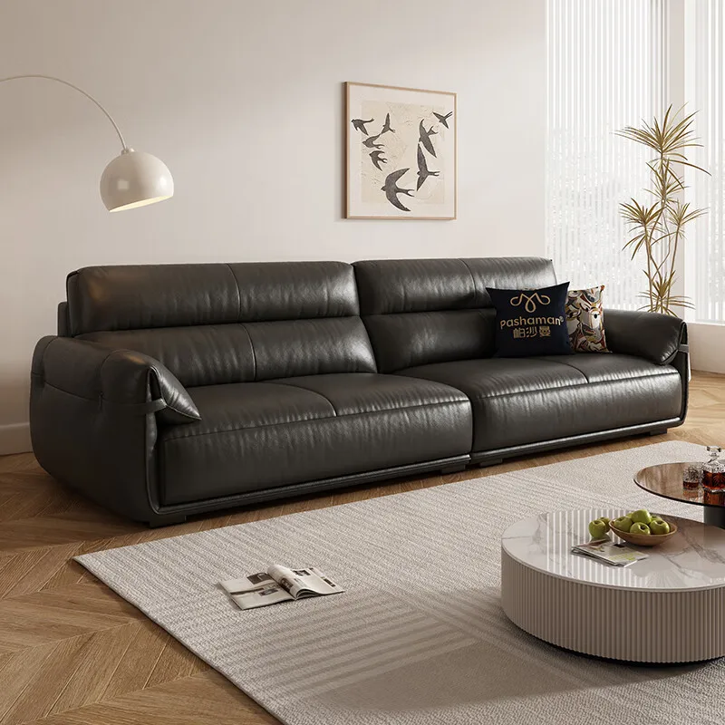 الجملة أثاث غرفة المعيشة الإيطالية الحديثة طقم أريكة رمادي جلد طبيعي أريكة الأريكة الحديثة