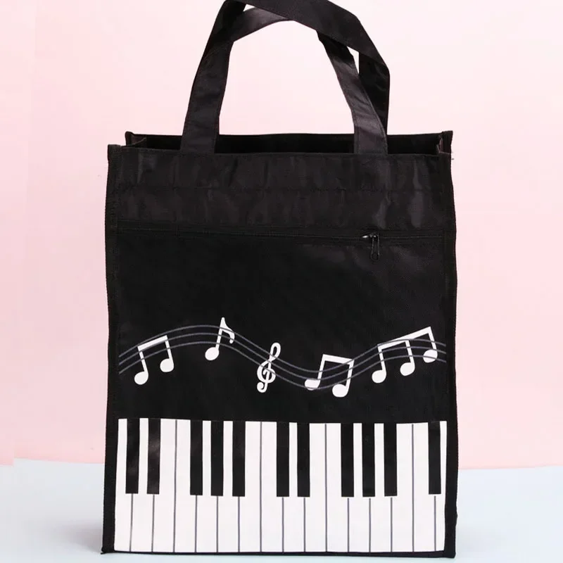 Creative Color Piano Music Note Children Tutorial Bag with Side Mesh Pocket Student Portable Book Stationery Pencil Bag File Bag