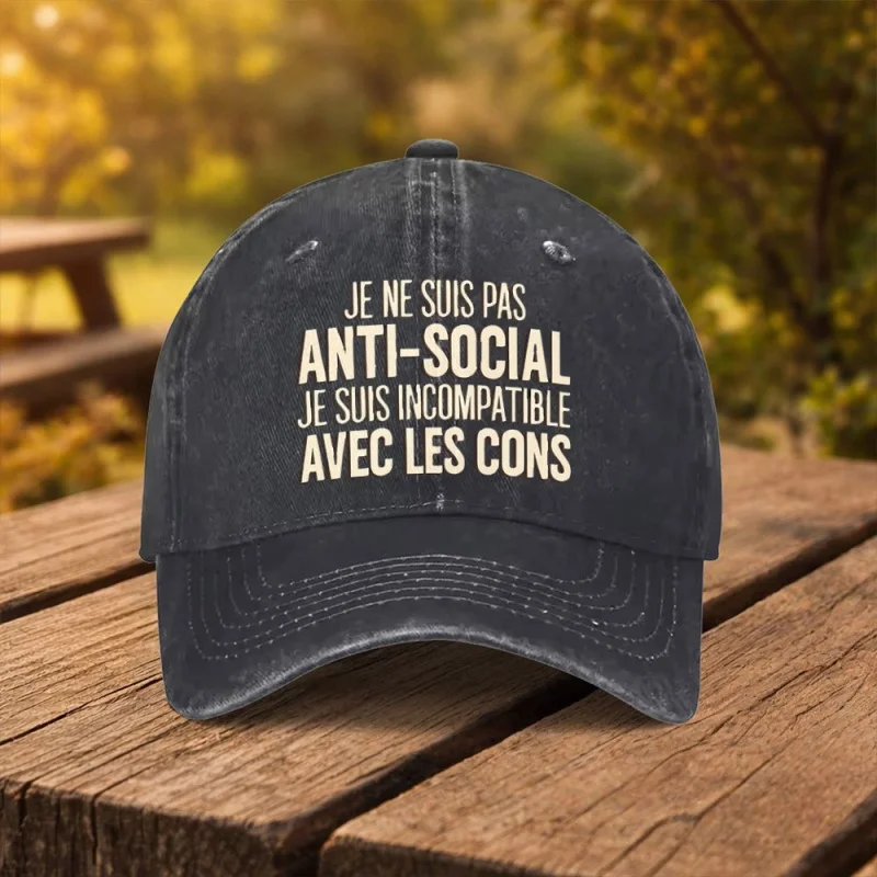 French Phrase Print Baseball Cap – Unisex Lightweight Duckbill Hat, Adjustable, Machine Washable, Multiple Colors
