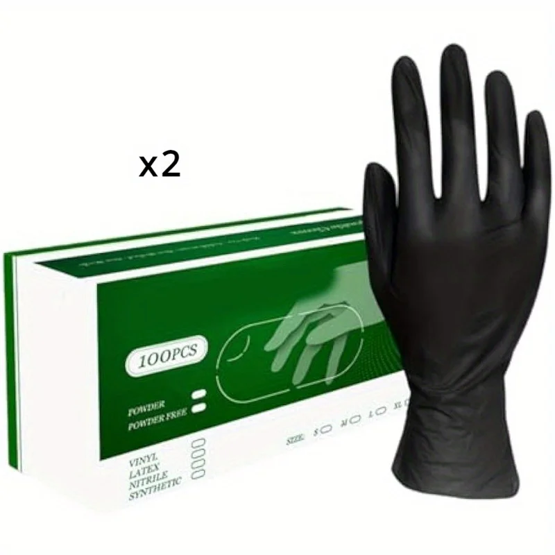 Black disposable nitrile gloves (200) pcs household cleaning gloves for work kitchen cooking garden safety