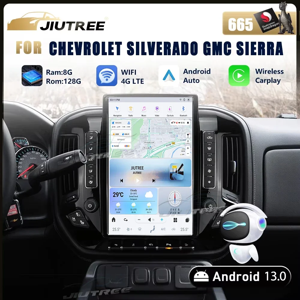 

14,4 "Android для Chevrolet GMC Silverado 2013 2014 2015 2016 2017 2018 2019 Автомобильный радиоприемник стерео экран Qualcomm GPS-навигация
