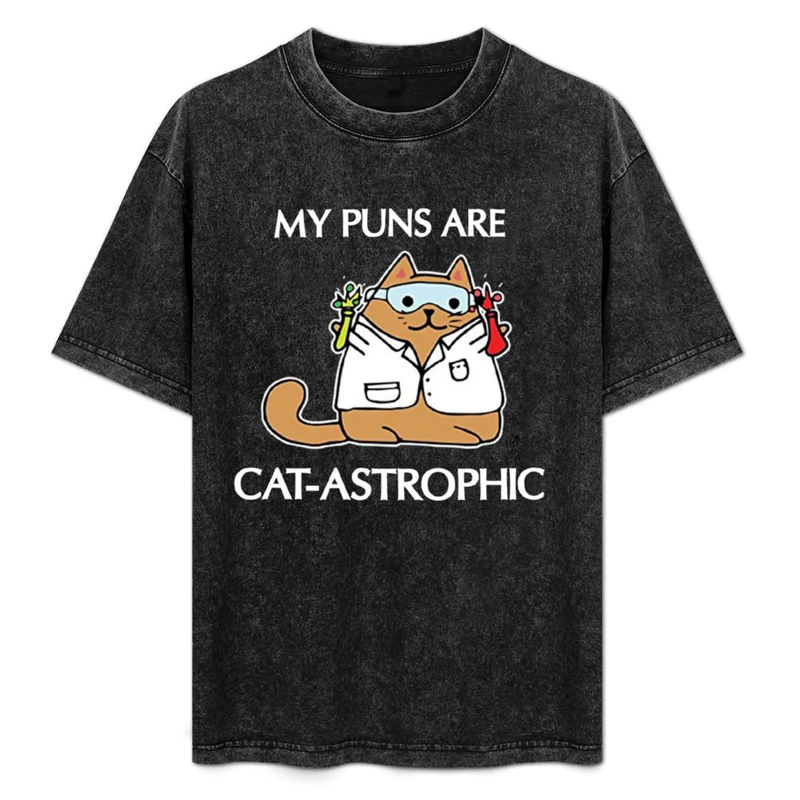 My Puns Are Catastrophic Funny Cat Catastrophic Pun T-Shirt Large Size Soft Cotton T-Shirt