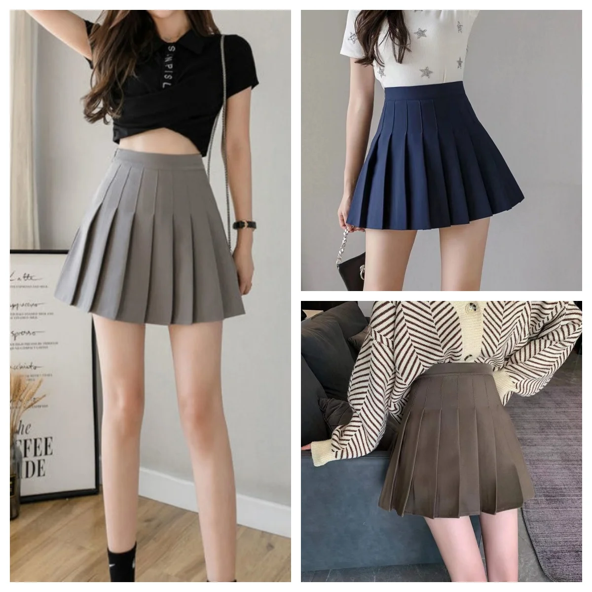 

Without Shorts Korean Fashion Unlined Summer Skirt A-line For Women Vintage Mini Pleated Skirt Kawaii Student Style High Street