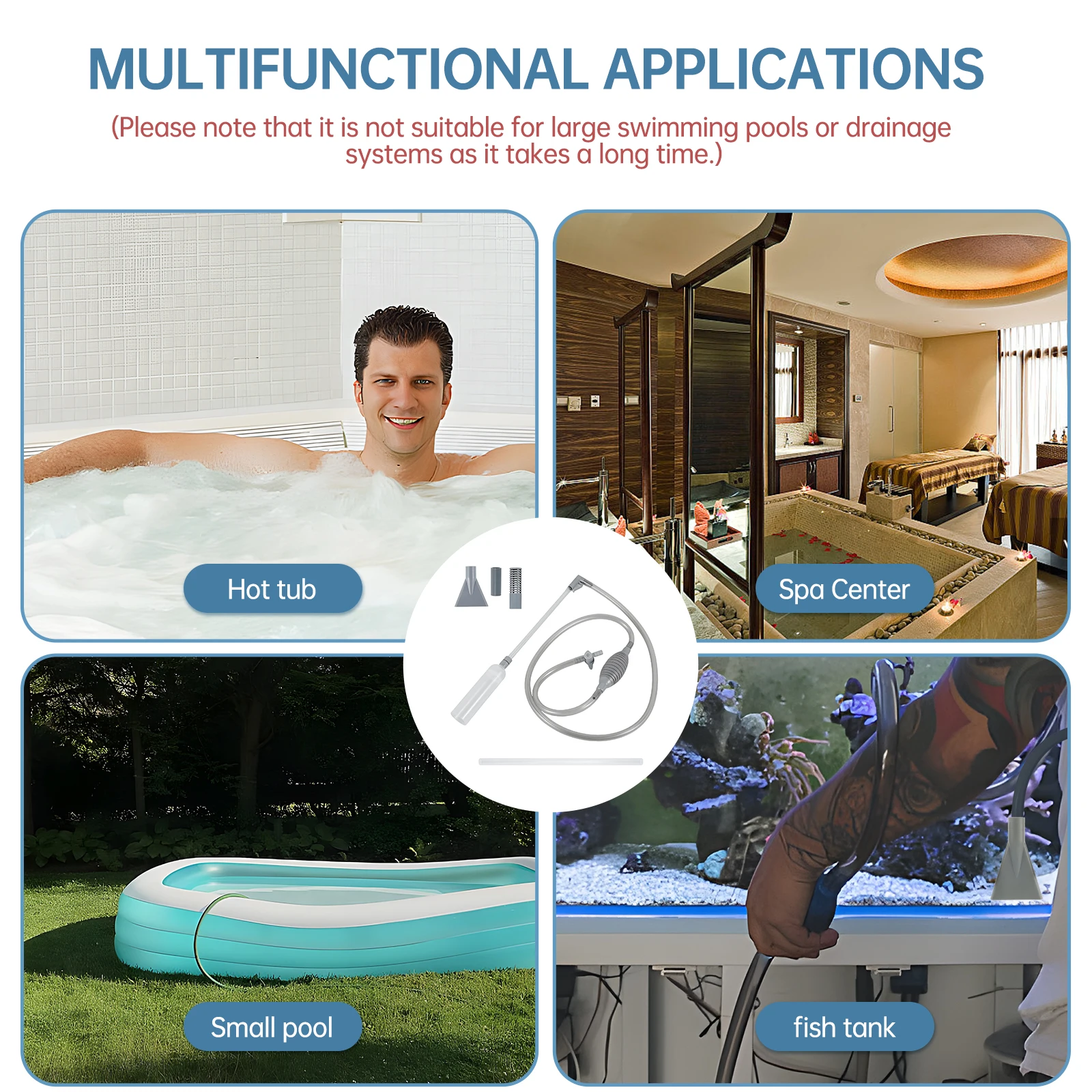 Hot Tub Vacuum Cleaner 10ft Swimming Pool Vacuum Cleaner Manual Handheld Spa Vacuum Cleaner with Strong Suction Fish Tank Cleane