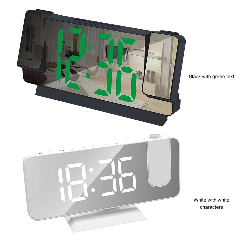 LED Digital Alarm Clock Multifunction Backlight Snooze Clock Large Screen Projector Ceiling Clock for Home Bedroom Living Room