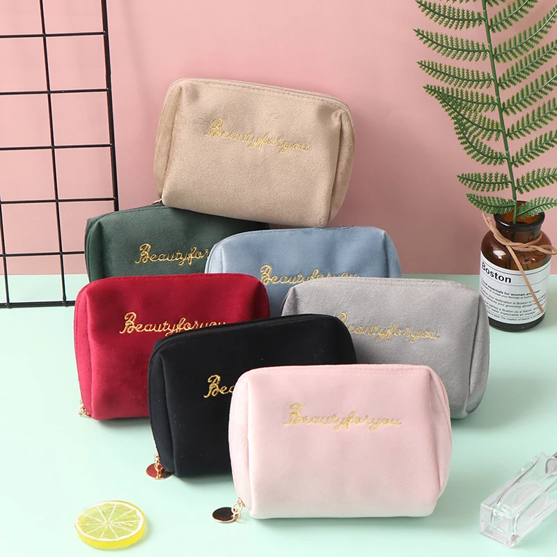 1PCS Velvet Make Up Organizer Soft Girl Lipstick Bag Women Travel Cosmetic Bag Beautician Beauty Case Makeup Bag necessaire