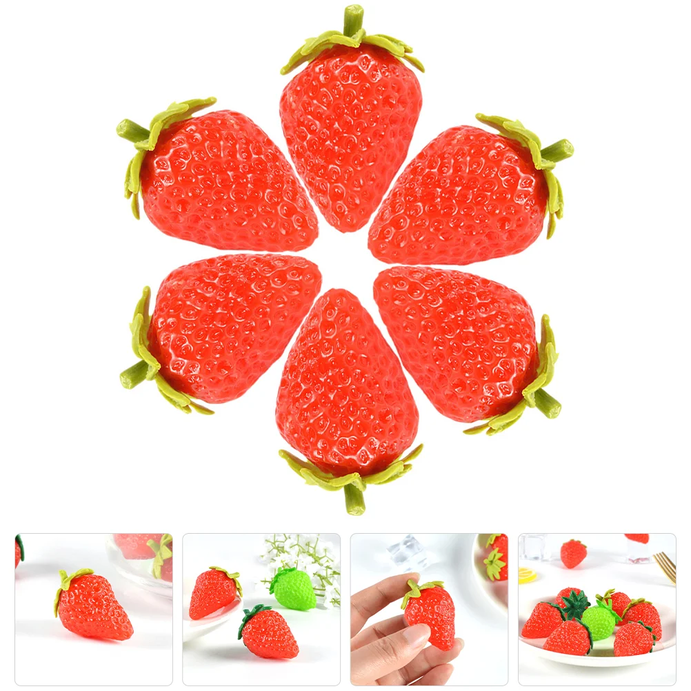 

6 Pcs Strawberry Decoration Simulated Artificial Fruits Toy Child Milk Accessories Strawberries