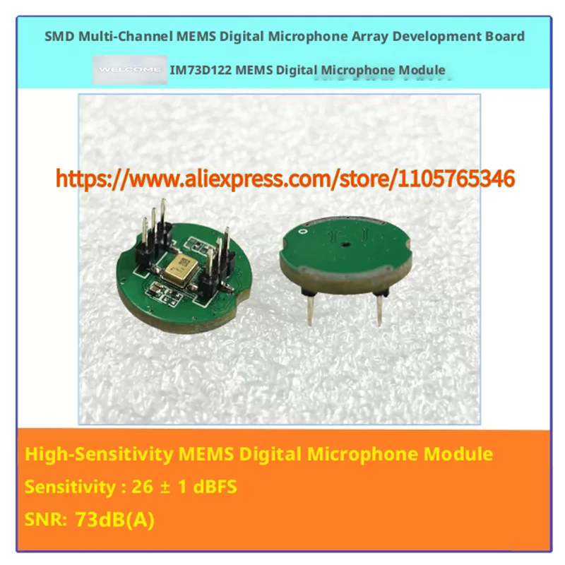 1pcs IM73D122 Digital MEMS Microphone Module, High SNR 73dB(A) PDM Audio Pickup Sensor for Voice Recognition & Audio Array