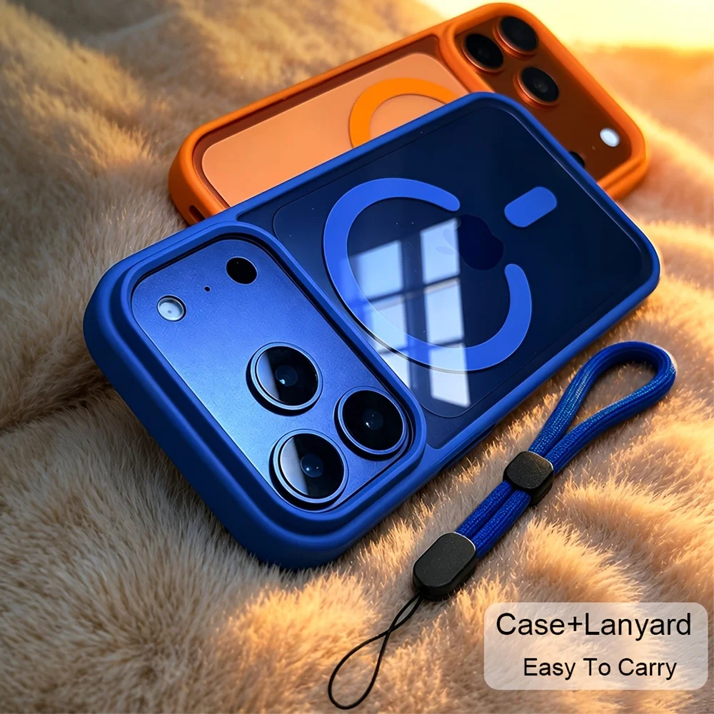 Luxuriöse Transparente Magnetische Kabellose Ladehülle für iPhone 18 17 16 15 14 13 12 11 Pro Max Plus Air 17e mit Trageriemen
