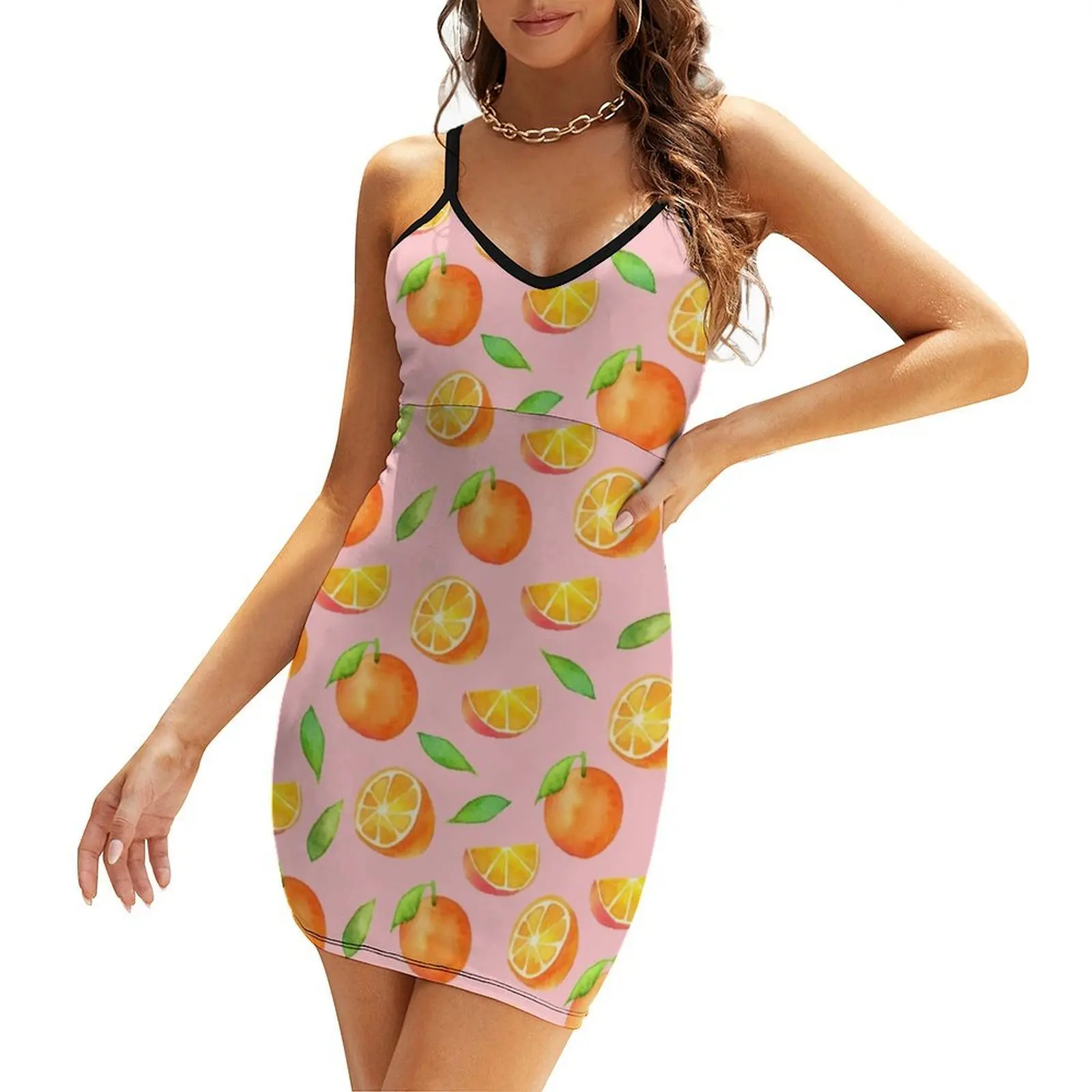 

Watercolor Oranges Pattern Sling Dress dress women summer Woman clothing