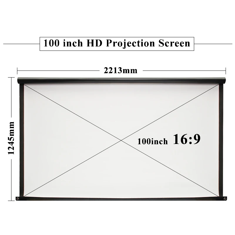 High Brightness Foldable 100 inch HD Screen Canvas 16:9 Projector Home Theatre Beamer Projection Screen Movie Projector Screen