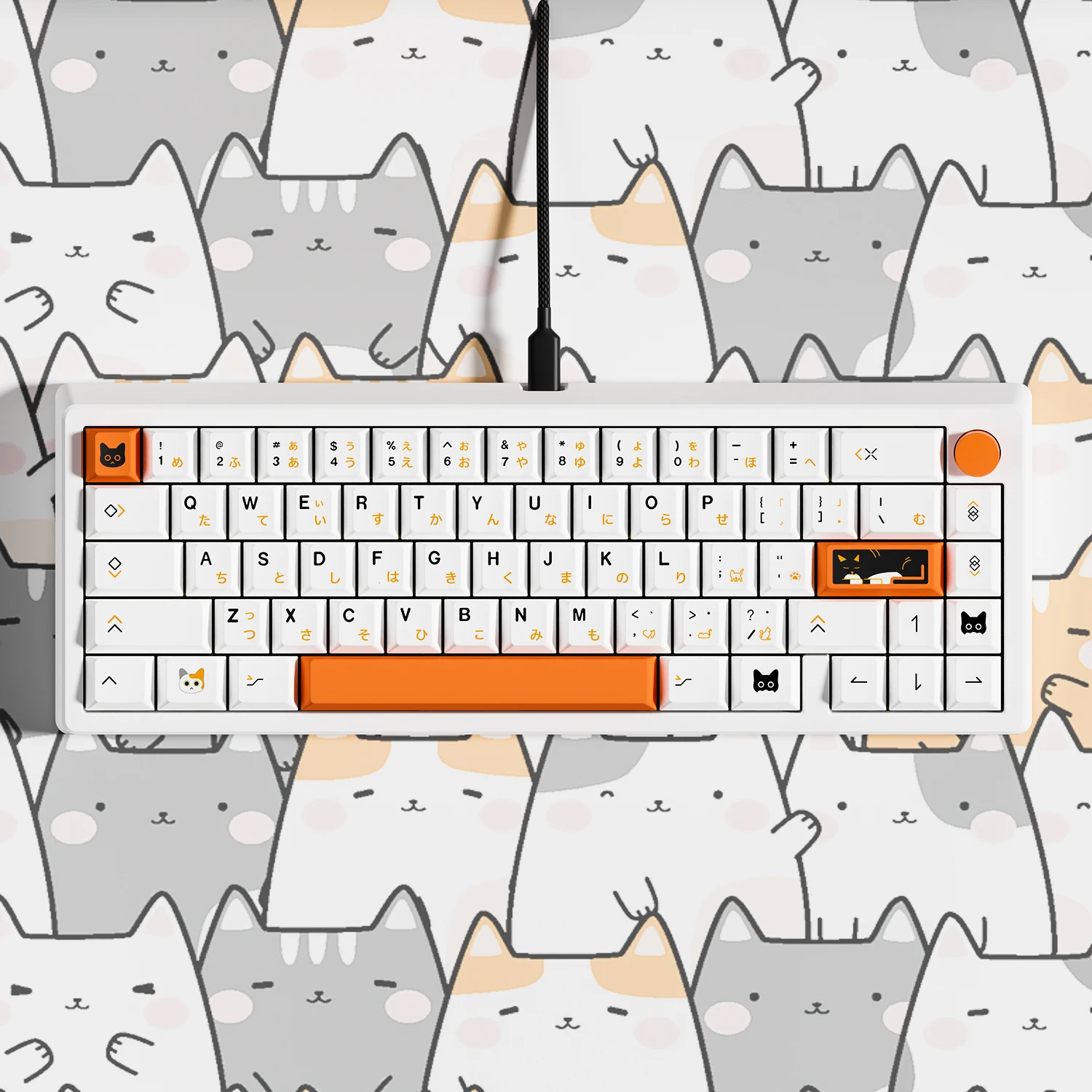 For Zelda Game Orange Cat Theme Keycaps DYE-SUB Cherry PBT Profile Keycaps For Wob Rainy75 LEOBOG Hi75 Hi8 Sugar65 AL65 Keyboard