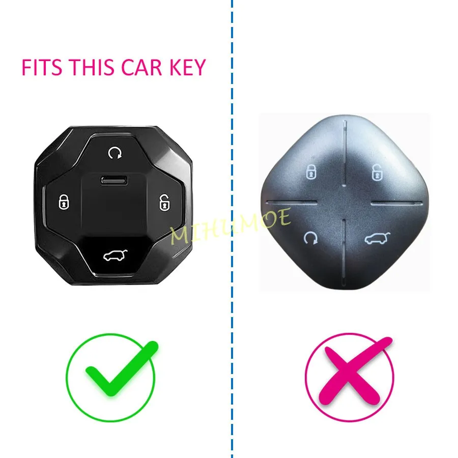 حافظة مفتاح السيارة عن بعد شفافة لـ Jetour T2 2024 2025 بولي يوريثان 4 أزرار غطاء حامي ملحقات أسود/واضح 2 قطعة #2