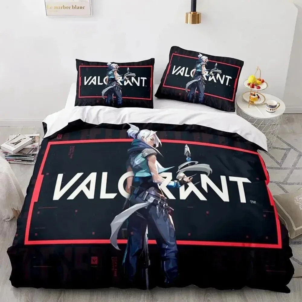 Game Valorant Neon Bedding Set BoysGirls Twin Queen Size Duvet Cover Pillowcase Bed Kids Adult Fashion Home Textile Customizable