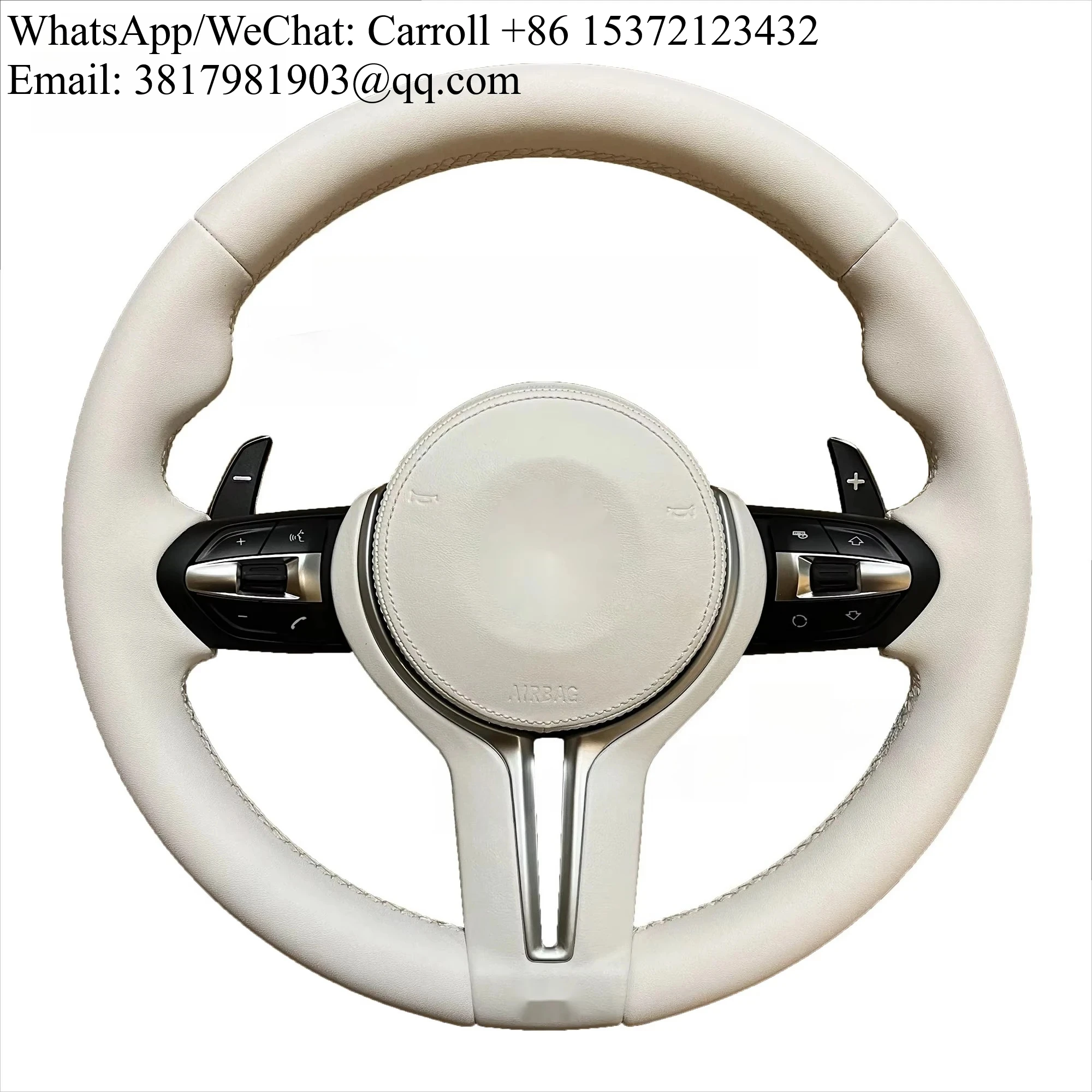 

Customized Style Beige Nappa Leather Steering Wheel For BMW E90 E60 E46 F10 F30 F32 F20 F07 F02 F22 F12 F06 F35 F36 F18 F15
