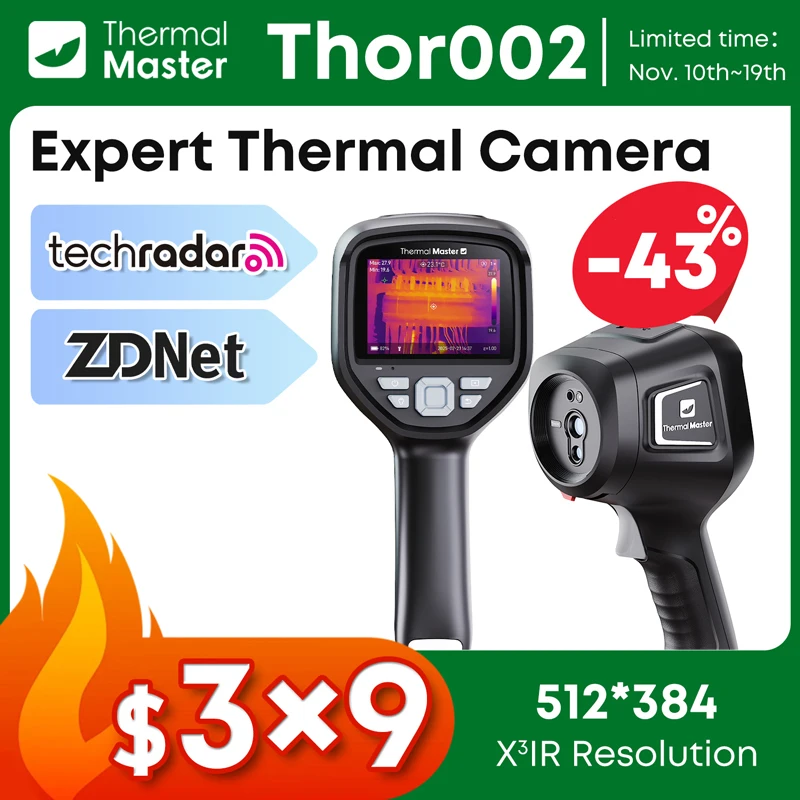 

Thor 002 Handheld Thermal Imaging Camera 512×384 X³IR Resolution -20℃ ~550℃ Infrared Thermal Imager Camera 3.5inch 4x Zoom