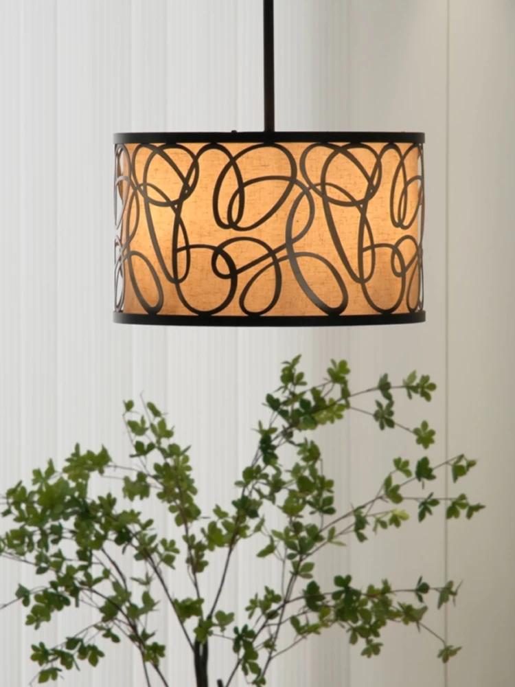 American retro graffiti pattern lampshade chandelier, medieval creative bedroom main lamp, designer dining room lamp, warm