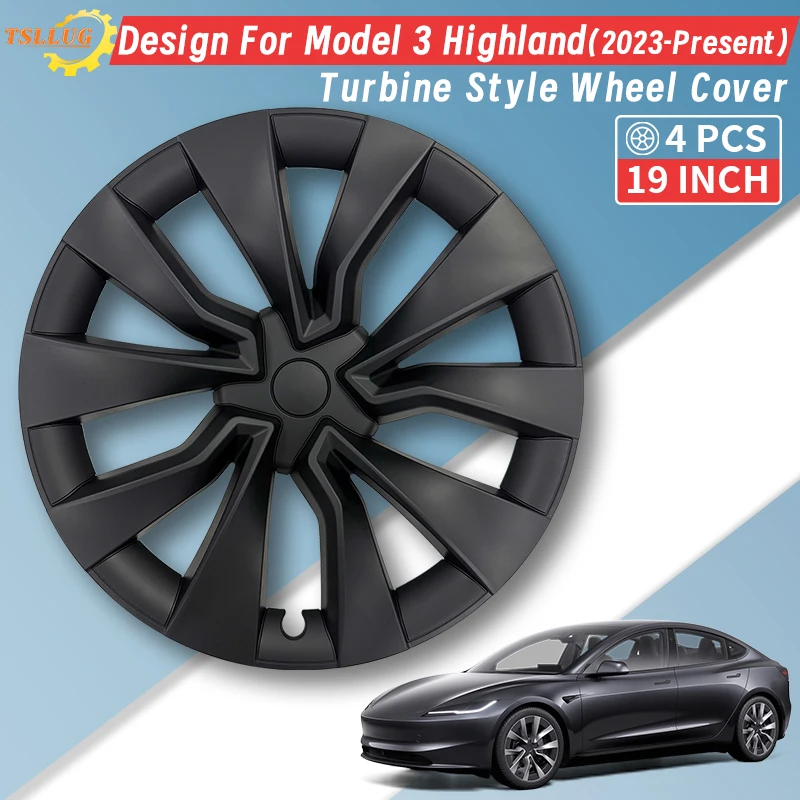 

Комплект из 4 колпаков на 19-дюймовые диски для Tesla Model 3 Highland 2023-2026, в стиле турбины, сменные колпаки, полный комплект аксессуаров для дисков