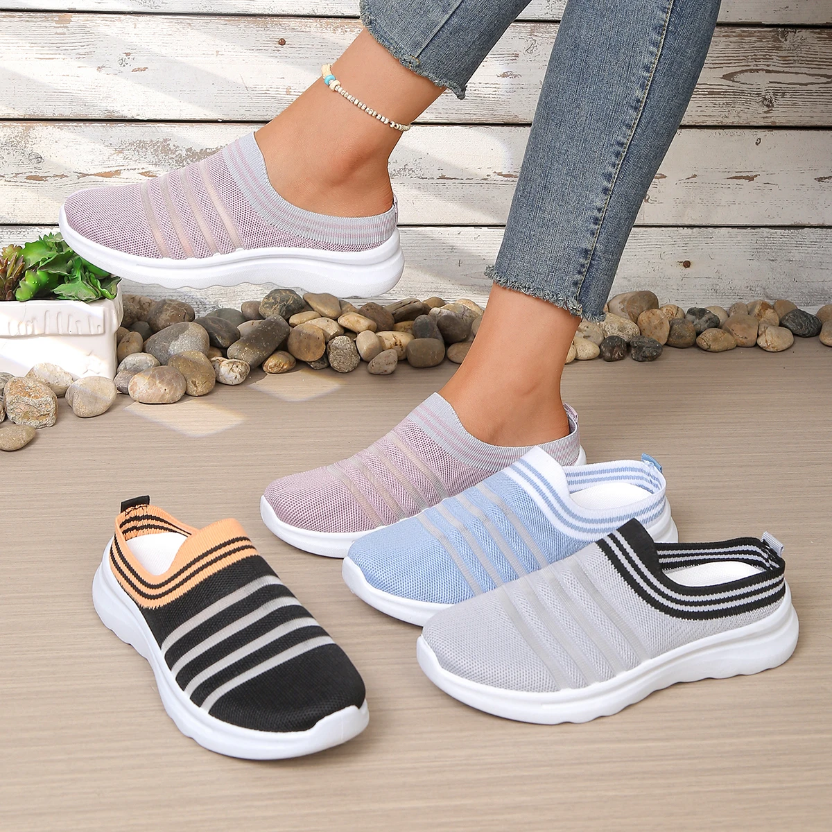 Women Two-Color Youth Style Casual Sneaker Slippers Comfortable Fashionable Ladies Shoes 2026 Clearance Sale with Free Shipping