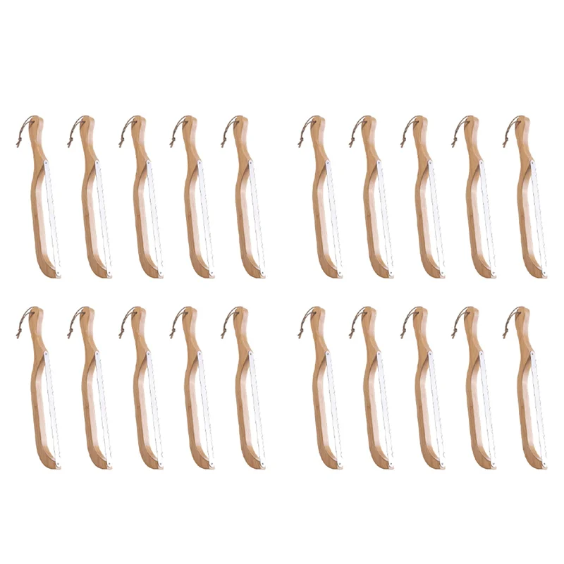 

20X Wooden Bread Bow Knife 15.8Inch Serrated Knife With Wooden Handle Bread Slicer