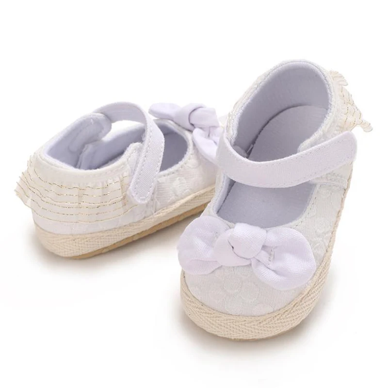 Baby Girl First Walking Shoes Lace Solid Breathable 3D Bow Ruffle Trim Mary Jane Shoes Cute Canvas Shoes for Fall Spring