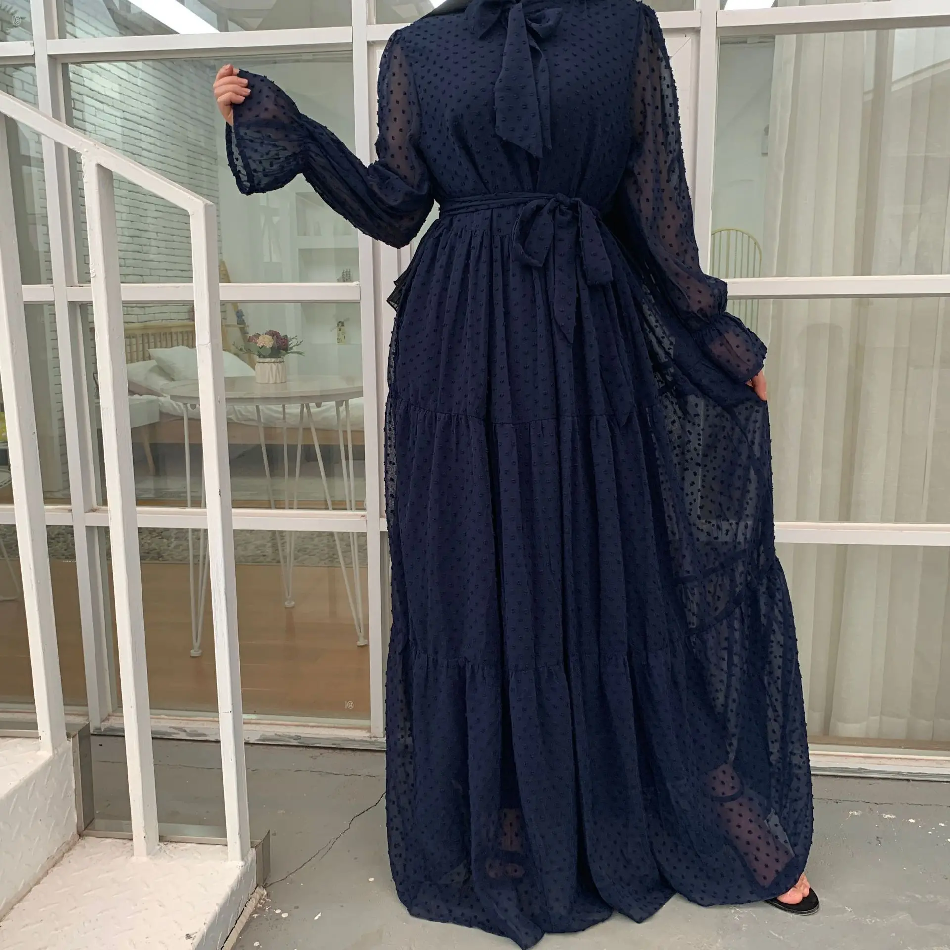 

Women's Splicing Long Sleeve Fashion Dress 6319 Dresses 2025 Muslim Long Dress Robe Abaya Ramadan Dubai Luxury Islam Elegant